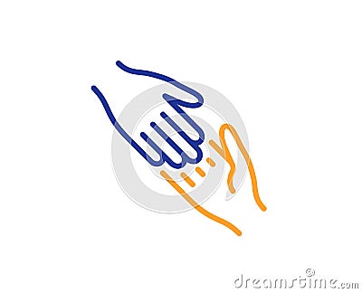 Helping hand line icon. Give gesture sign. Vector Vector Illustration