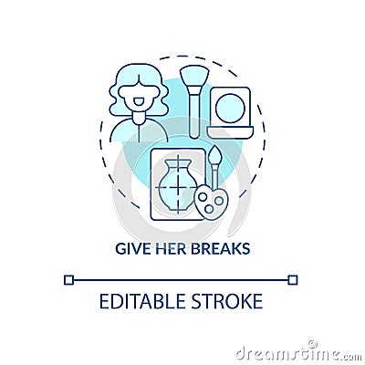 Give her breaks blue concept icon Vector Illustration