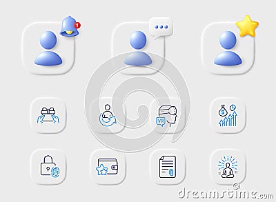 Give present, Share and Fingerprint lock line icons. For web app, printing. Vector Vector Illustration