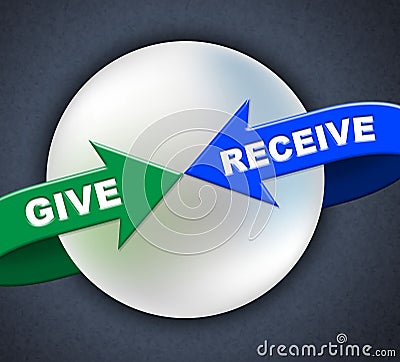 Give Receive Arrows Represents Present Donate And Take Stock Photo