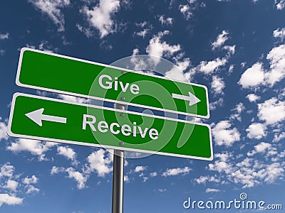 Give and receive road sign Stock Photo