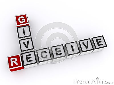 Give receive word on white Stock Photo