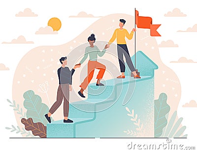 give support and help each other Vector Illustration