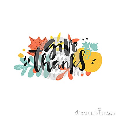 Give thanks hand drawn background Vector Illustration