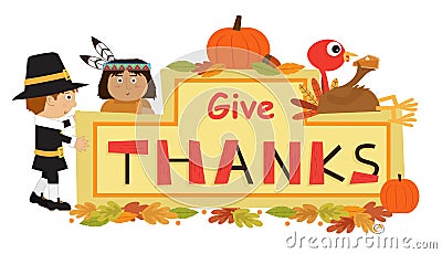 Give Thanks Sign Vector Illustration