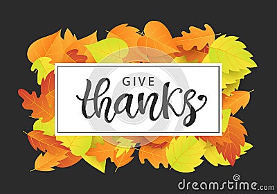 Give Thanks. Thanksgiving Day poster template Vector Illustration