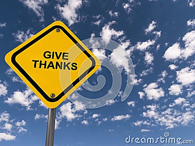 Give thanks traffic sign Stock Photo