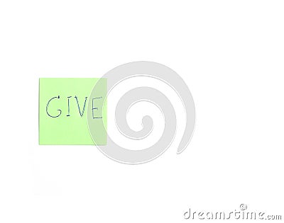 Give - word on piece of paper close up, business creative motivation concept Stock Photo