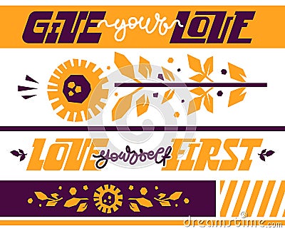 Give your love love yourself first poster Vector Illustration