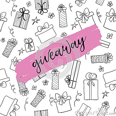 Giveaway card. Vector template for social media Vector Illustration