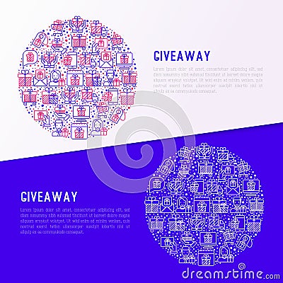 GIveaway or gifts concept in circle Vector Illustration