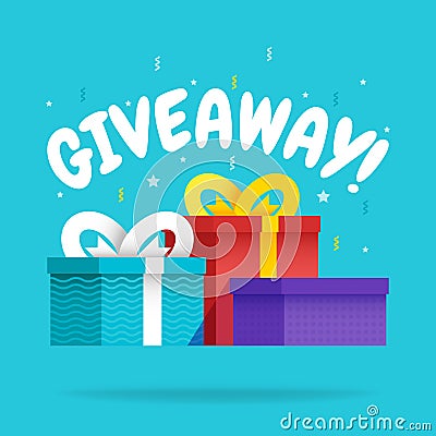 Giveaway for promo in social network, advertizing of giving present, like or repost isolated icon vector Stock Photo