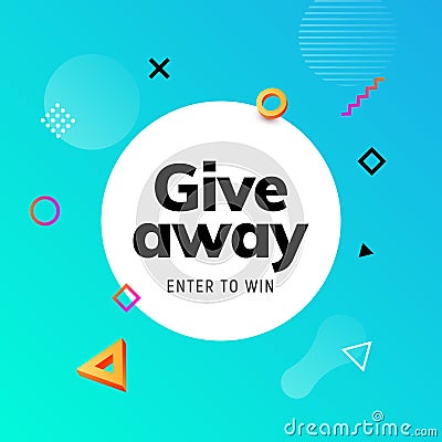 Giveaway raffle day poster design. Give away contest prize flyer announcement concept Vector Illustration