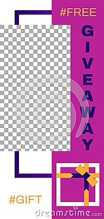 Giveaway story. Abstract geometrical social media story template Vector Illustration