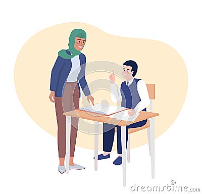 Giving assignment during class 2D vector isolated illustration Vector Illustration