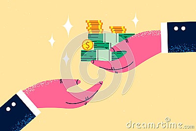 Giving bribe and financial crime concept. Vector Illustration