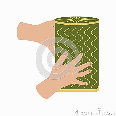 Giving a gift. Hand with gift box. Vector Illustration