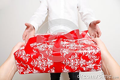 Giving present Stock Photo