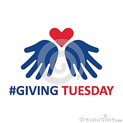 Giving Tuesday. Helping hand with heart shape Vector Illustration