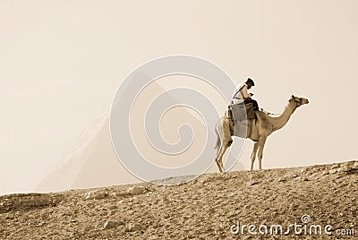 Uniformed Tourist Police patrols the Great Pyramid of Giza Editorial Stock Photo