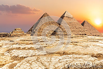 Giza Necropolis, famous Pyramids in the desert, Egypt Stock Photo