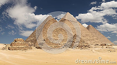 Giza Pyramid Complex in Cairo, Egypt Editorial Stock Photo