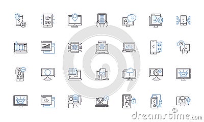Gizmos line icons collection. Technology, Gadgets, Innovation, Electronics, Devices, Automaton, Robotics vector and Vector Illustration