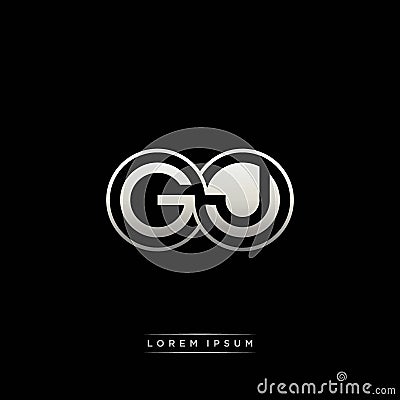 GJ initial letter linked circle capital monogram logo modern template silver color version Vector Illustration