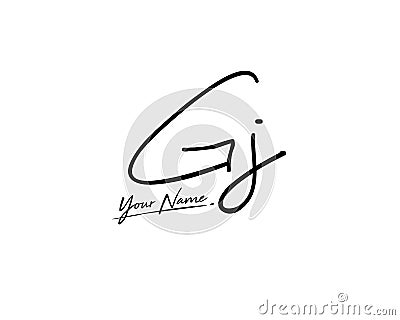 GJ Signature initial logo template vector. Initial signature logo template. Initial letter logo template for logo identity and Vector Illustration