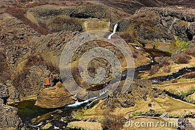 Gjain valley with its waterfalls in Iceland Stock Photo