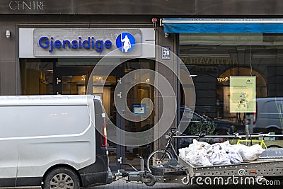 Gjensidige signboard, board displaying the name or logo of leading Nordic and Baltic general insurance company Editorial Stock Photo