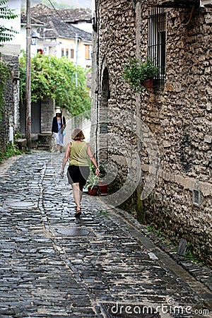 Gjirokaster, Albania, Wednesday 13 September 2023 Old stone city exploration people and beautiful ancient architectures styles Editorial Stock Photo