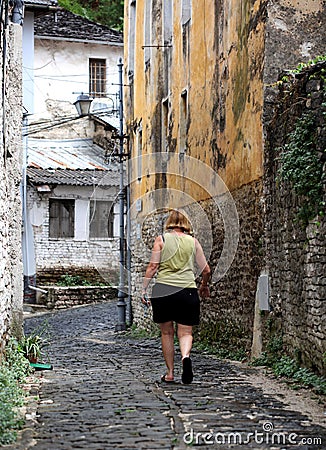 Gjirokaster, Albania, Wednesday 13 September 2023 Old stone city exploration people and beautiful ancient architectures styles Editorial Stock Photo