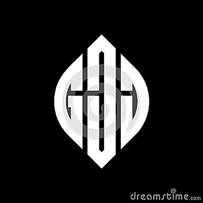 GJJ circle letter logo design with circle and ellipse shape. GJJ ellipse letters with typographic style. The three initials form a Vector Illustration