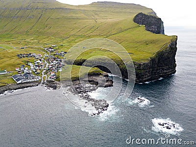 Gjogv and scenery of the Faroe islands Stock Photo