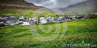 Gjogv village in faroe island Stock Photo