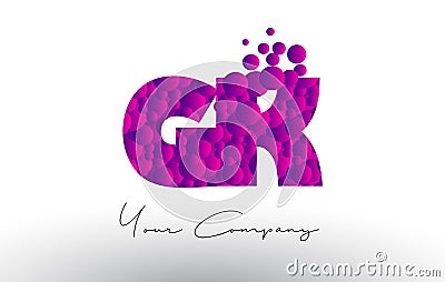 GK G K Dots Letter Logo with Purple Bubbles Texture. Vector Illustration