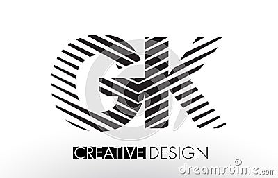 GK G K Lines Letter Design with Creative Elegant Zebra Vector Illustration
