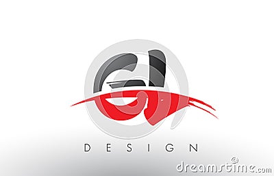 GL G L Brush Logo Letters with Red and Black Swoosh Brush Front Stock Photo