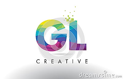 GL G L Colorful Letter Origami Triangles Design Vector. Vector Illustration