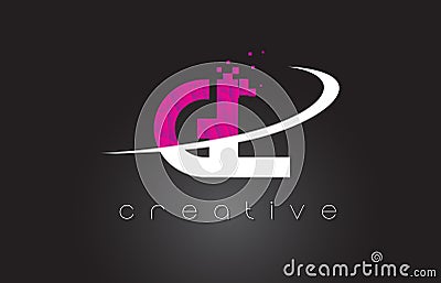 GL G L Creative Letters Design With White Pink Colors Vector Illustration