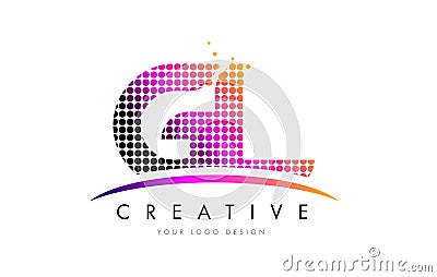 GL G L Letter Logo Design with Magenta Dots and Swoosh Vector Illustration