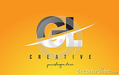 GL G L Letter Modern Logo Design with Yellow Background and Swoosh. Vector Illustration