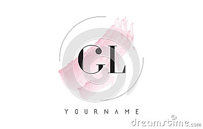 GL G L Watercolor Letter Logo Design with Circular Brush Pattern Vector Illustration