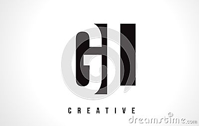 GL G L White Letter Logo Design with Black Square. Vector Illustration