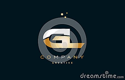 gl g l white yellow gold golden luxury alphabet letter logo ico Vector Illustration