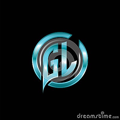 GL Initial Monogram Logo Circle Rounded Vector Illustration