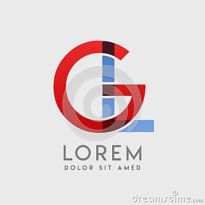 GL logo letters with blue and red gradation Vector Illustration