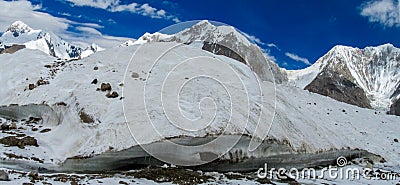 Glacier cracks in the big mountains Stock Photo