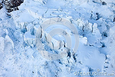 Glacier crevasses near Matterhorn, Switzerland. Stock Photo